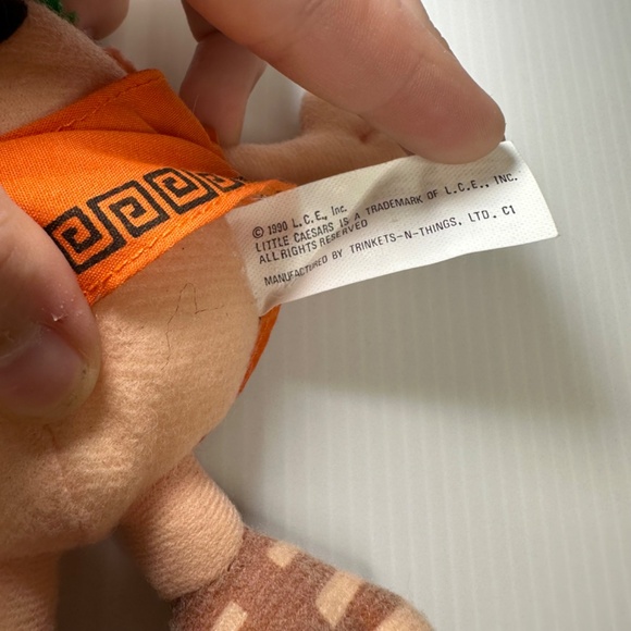 1990 Little Caesars Pizza Finger Puppet Promo Advertising Stuffed Plush Toy 6" - Picture 6 of 7